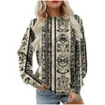 thumbnail image 1 of VEKDONE Sweatshirts for Women Fashion Print Long Sleeve Blouse Fall Loose Fit Crewneck Pullover Top Plus Size Soft Comfy Sweatshirt No Hood, 1 of 5