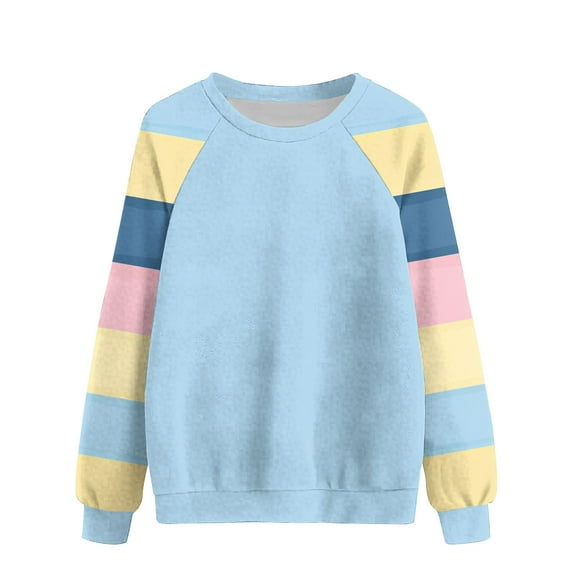 VEKDONE Sweatshirts for Women Long Sleeve Color Block Blouse Trendy Raglan Sleeve Crewneck Pullover Top Fall Loose Fit Lightweight Plaid Sweatshirt