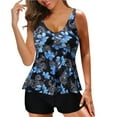 thumbnail image 1 of VEKDONE 2 Piece Bathing Suit for Women 2024 Clearance Casual Flower Graphic Sexy Tankini Swimsuit Trendy Strap Backless Swimwear Holiday Party Beachwear C Black S, 1 of 5