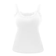 thumbnail image 1 of VEKDONE Tank Tops for Women Lace Trim Sleeveless Rib Knit Camisole with Built in Bra Summer Vacation Basic Tees White XL, 1 of 9
