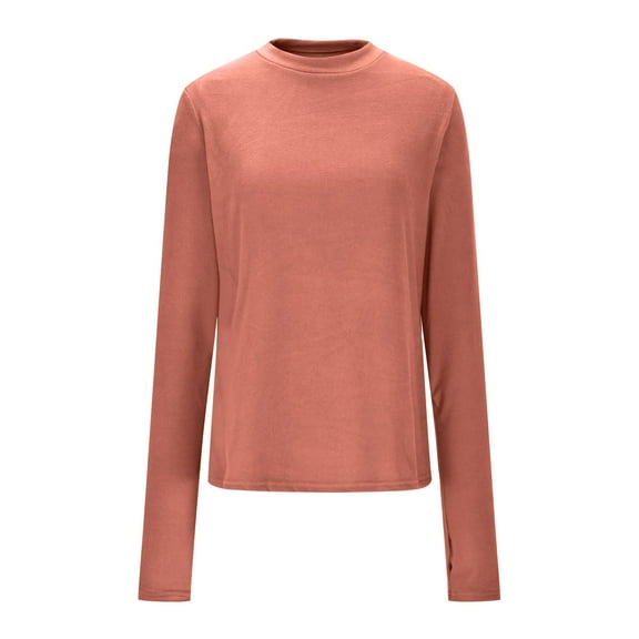 VEKDONE Thermal Shirts for Women Fall Winter Long Sleeve Mock Neck Fleece Blouse Casual Solid Color Bottoming Shirt Stretchy Slim Slim Knitted Tight Top