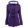 thumbnail image 1 of VEKDONE Thickened Hoodie Jakckets for Women Clearance Sale Long Sleeve Horn Buttons Coat Solid Color Loose Fit Tunics Outwear Fall Winter Casual Warm Jacket with Pockets, 1 of 6