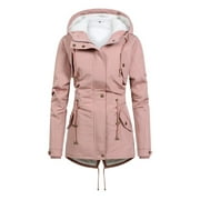 VEKDONE Thickened Plush Hoodie Jackets for Women 2025 Clearance Sale Long Sleeve Zipper Button Bomber Jacket Solid Color Drawstring Tunics Coat with Pockets Winter Loose Outwear
