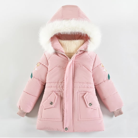 VEKDONE Toddler Boys Girls Quilted Coats Heavyweight Warm Parka Jacket With Faux Fur Hood Full Zip Cold Weather Windproof Outerwear