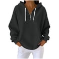 thumbnail image 1 of VEKDONE Waffle Hoodie Sweatshirt for Women Oversized Loose Fit Hooded Pullover 1/4 Zip Up Plus Size Sweatshirts Fall Winter Long Sleeve Hoodies with Pocket Dark Gray S, 1 of 8