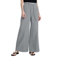 thumbnail image 1 of VEKDONE Wide Leg Elastic High Waisted Pants for Women Summer Loose Fit Palazzo Pants Summer Casual Lightweight Beach Vacation Travel Trousers for Daily Wear Gray XXXL, 1 of 8