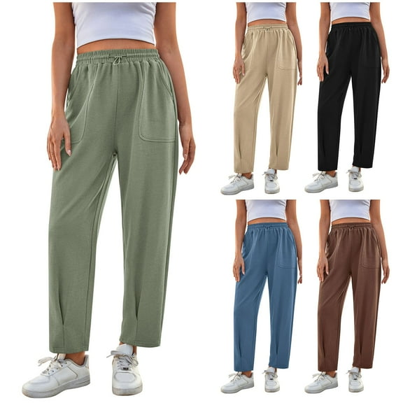 VEKDONE Wide Leg Sweatpants Women High Waisted Baggy Sweat Pants Active Straight Track Pants with Pockets Elastic Waisted Drawstring Long Pants