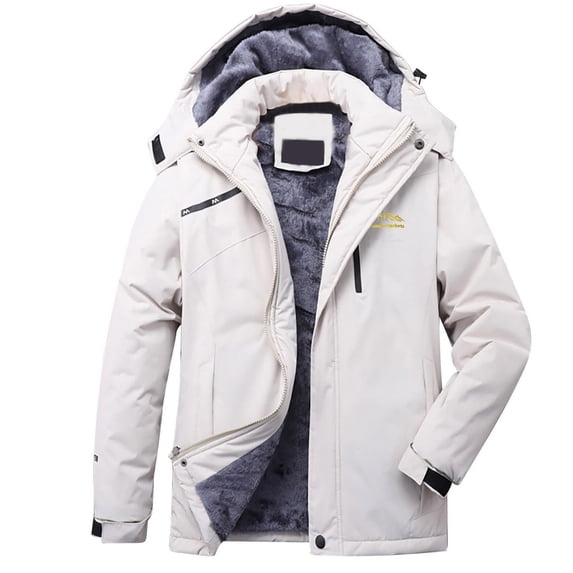 VEKDONE Winter Fleece Lined Jackets for Women Plus Size Plush Warm Hooded Jacket Outdoor Thicken Mountain Hoodies Coat with Pockets White XXXXXXXL