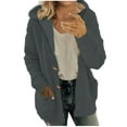 thumbnail image 1 of VEKDONE Winter Hoodie Coat for Women Solid Fleece Hooded Jacket Fuzzy Sherpa Cardigan Sweaters Open Front Button Down Warm Casual Sweater with Pockets, 1 of 6