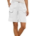 thumbnail image 1 of VEKDONE Women Cargo Shorts Summer Casual Loose Fit Knee Length Shorts High Waisted Button Bermuda Shorts Chino Multi Pockets Hiking Shorts White S, 1 of 9