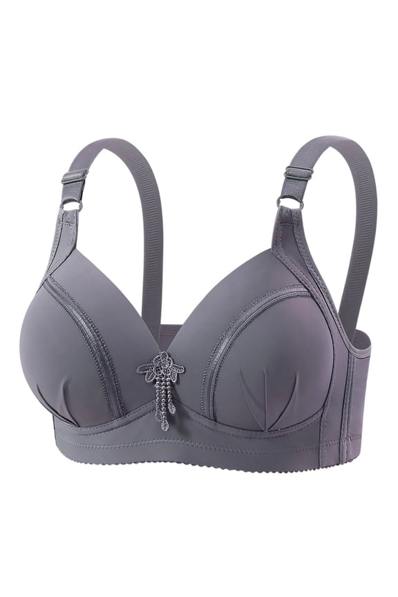Women Daisy Bras Push Up No Underwire Spaghetti Straps Breathable Comfort Wire Free Everyday Bra Cozy Bralette Dark Gray Size 40
