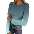 thumbnail image 1 of VEKDONE Women Long Sleeve Shirts Ribbed Knit Slim Fit Tops Gradient Color Basic Tee Casual Stretch Crewneck Blouses Underscrubs Layer Clothes, 1 of 8