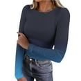thumbnail image 1 of VEKDONE Women Long Sleeve Shirts Ribbed Knit Slim Fit Tops Gradient Color Basic Tee Casual Stretch Crewneck Blouses Underscrubs Layer Clothes, 1 of 8