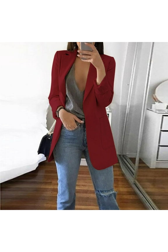 Women Plus Size Work Casual Blazer Boyfriend Blazer Jackets Lapel Business Suit Jacket with Pocket 2026