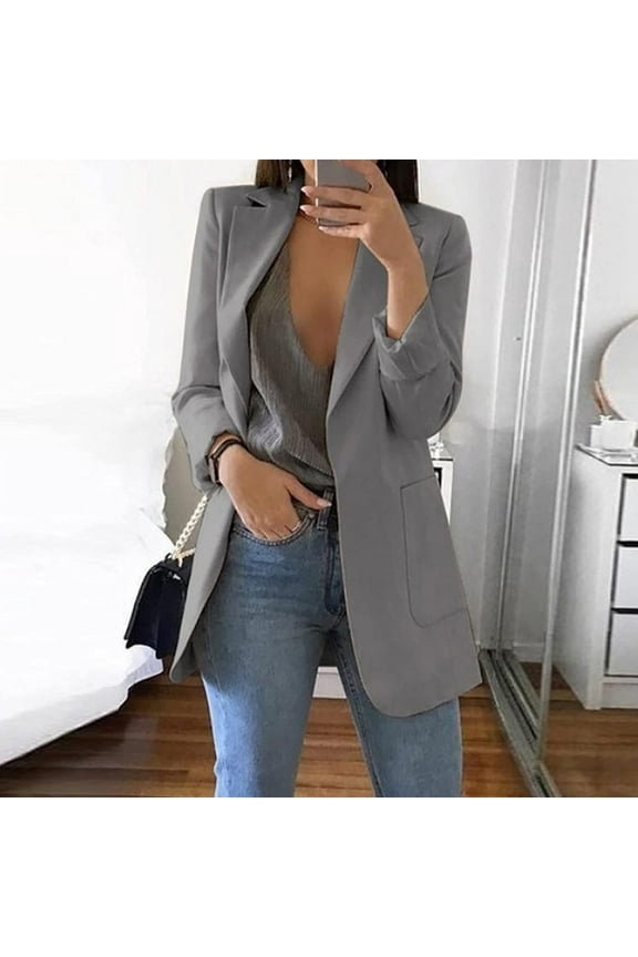 Women Plus Size Work Casual Blazer Boyfriend Blazer Jackets Lapel Business Suit Jacket with Pocket 2026