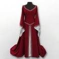 thumbnail image 1 of VEKDONE Women Retro Renaissance Dresses Lace Up Irish Over Dress Peasant Fairy Dress Ball Gown Halloween Dresses Clearance 2024 Z Red Large, 1 of 3