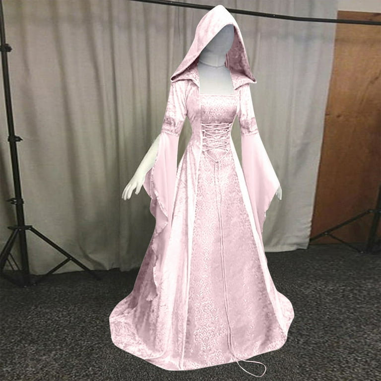 Womens Medieval Lace Up Gown Adult Costume Female Halloween Womens Medieval Lace Up Gown Adult Costume Female Halloween