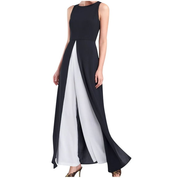 VEKDONE Women Sleeveless Split Long Dress Outfits with Long Pants 2 Piece Sets Elegant Flowy High Waist Strap Waist Dress S,M,L,XL,XXL,XXXL