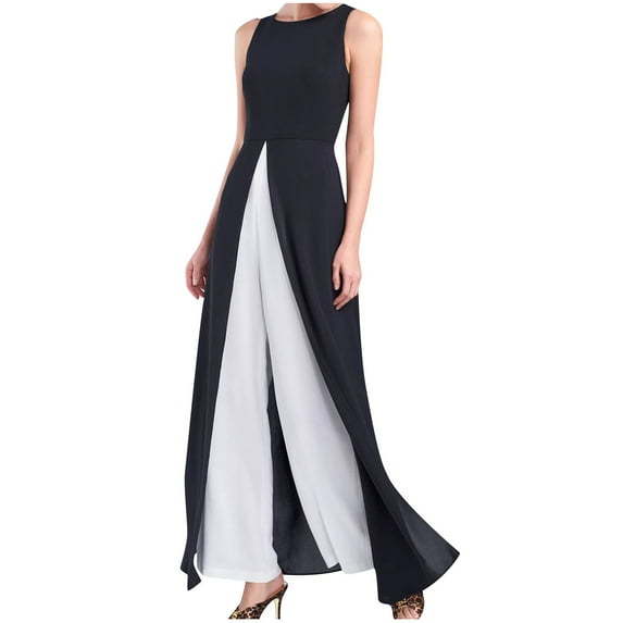 VEKDONE Women Sleeveless Split Long Dress Outfits with Long Pants 2 Piece Sets Elegant Flowy High Waist Strap Waist Dress S,M,L,XL,XXL,XXXL