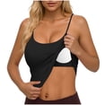 thumbnail image 1 of VEKDONE Women Tank Tops with Built in Bras Summer Double Lined Spaghetti Strap Cami Shirt Racerback U Neck Workout Tank Tops Cropped Tanks Black XL, 1 of 5