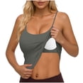 thumbnail image 1 of VEKDONE Women Tank Tops with Built in Bras Summer Double Lined Spaghetti Strap Cami Shirt Racerback U Neck Workout Tank Tops Cropped Tanks Gray XXL, 1 of 5