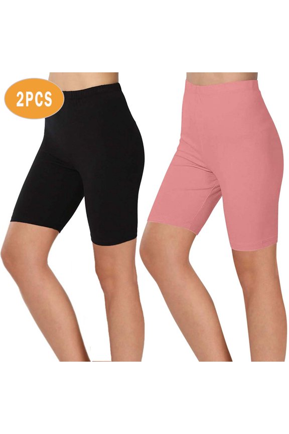 Women's 2 Piece Yoga Shorts Workout High Waist Butt Lifting Exercise Short Pants Trendy Solid Color Tummy Control Leggings Running Capris