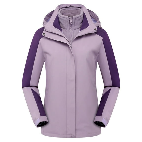 VEKDONE Winter Warm Snow Coats for Women Plus Size Waterproof Ski Jacket 3 in 1 Jacket Mountain Windbreaker Hooded Outerwear Long Color Block Hoodies Jackets with Pockets