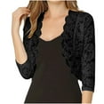 thumbnail image 1 of VEKDONE Women's 3/4 Sleeve Sheer Floral Lace Bolero Shrug Top Cardigan Summer Lace Hollow Out Lightweight Shawl for Business Party, 1 of 9