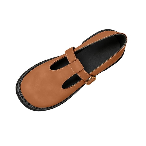 VEKDONE Women's Casual Versatile Plus-Size Low-Heeled Loafers Fashion Shoes Spring/Summer Style Trendy And Comfortable Sandals. Brown 7
