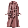 thumbnail image 1 of VEKDONE Women's Double Breasted Long Trench Coat Belted Notch Lapel Overcoat Windproof Classic Outerwear Dressy Business Office Pea Coat, 1 of 5