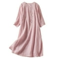 thumbnail image 1 of VEKDONE Women's Dress Summer 3/4 Sleeve Maxi Dresses Boho Cotton Linen Long Dresses Casual Flowy Tunic Dresses Pink,L, 1 of 5