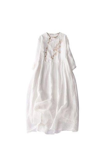white christmas dresses Charlie B Eyelet Embroidery Cotton-Linen Tunic Dress main image 0