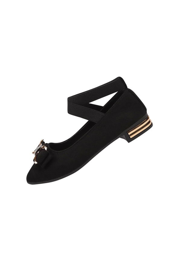 Women's Fashionable Versatile Casual Plus-Size Shoes Spring/Summer Style Trendy Comfortable Rhinestone Bow Low-Heeled Soft-Soled Shoes Sandals. Black 6