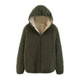 thumbnail image 1 of VEKDONE Women's Fleece Hooded Jackets Winter Sherpa Lined Puffer Quilted Jacket Zip Up Long Sleeve Solid Coat Warm Outerwear with Pockets, 1 of 4