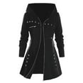 thumbnail image 1 of VEKDONE Women's Gothic Hoodie Jackets Long Sleeve Zip Up Slim Fit Hooded Jacket Coat with Belt Costume Winter Fashion Outerwear with Pockets, 1 of 5
