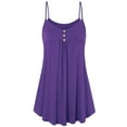 thumbnail image 1 of VEKDONE Women's Hide Belly Tank Tops Summer Sleeveless Button Camisole Solid Color Pleated Plus Size Tanks Casual Outdoor Beach Spaghetti Straps Vests Purple, 1 of 3