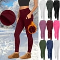 thumbnail image 1 of VEKDONE Women's High Waisted Fleece Lined Leggings Winter Plush Warm Leggings with Pockets Solid Color Tummy Control Yoga Pants Outdoor Tights, 1 of 9
