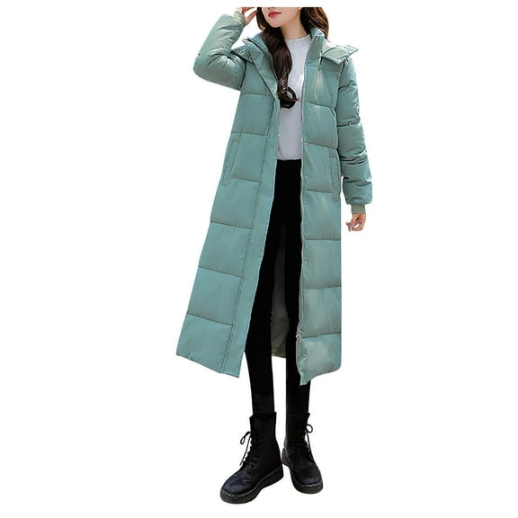 VEKDONE Women's Hooded Long Down Jacket Full Zip Thickened Maxi Parka Puffer Hoodie Coat Quilted Outerwear with Pockets