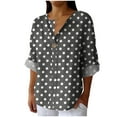 thumbnail image 1 of VEKDONE Women's Linen Button Shirts Fall Long Sleeve V-Neck Tunic Tops Polka Dot Print Plus Size Blouse Casual Loose Lightweight Pullover Top, 1 of 5