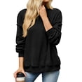 thumbnail image 1 of VEKDONE Women's Mock Neck Sweatshirt Oversized Long Sleeve Loose Fit Pullover Top Solid Color Lightweight Comfy Lounge Sweatshirts Black L, 1 of 8