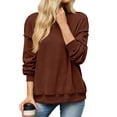 thumbnail image 1 of VEKDONE Women's Mock Neck Sweatshirt Oversized Long Sleeve Loose Fit Pullover Top Solid Color Lightweight Comfy Lounge Sweatshirts Wine S, 1 of 8