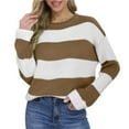 thumbnail image 1 of VEKDONE Women's Oversized Sweaters Striped Color Block Knit Sweater Fall Winter Long Sleeve Crew Neck Knitted Pullover Sweater Soft Loose Fit Tops, 1 of 8