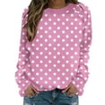 thumbnail image 1 of VEKDONE Women’s Polka Dot Print Sweatshirt Long Sleeve Crewneck Casual Pullover Tops Loose Fit Lightweight Basic Sweatshirts, 1 of 7