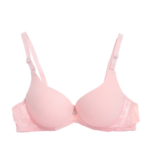VEKDONE Women's Push Up Bra for Small Breasts, Full-Coverage T-Shirt Bra Comfort Underwire Bralettes Solid Color Soft Everyday Bra Pink Size 36