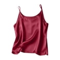 thumbnail image 1 of VEKDONE Women's Silk Satin Tank Tops Sleeveless Scoop Neck Spaghetti Strap Tanks Summer Elegant Solid Color Camisole Casual Lightweight Blouses Wine L, 1 of 8
