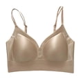 thumbnail image 1 of VEKDONE Women's Silk Soft Cup Wireless Bra Bralette Top Full Coverage Spaghetti Straps Bras Push Up Bra with Smooth Satin Everyday Bras Coffee Size XL, 1 of 3