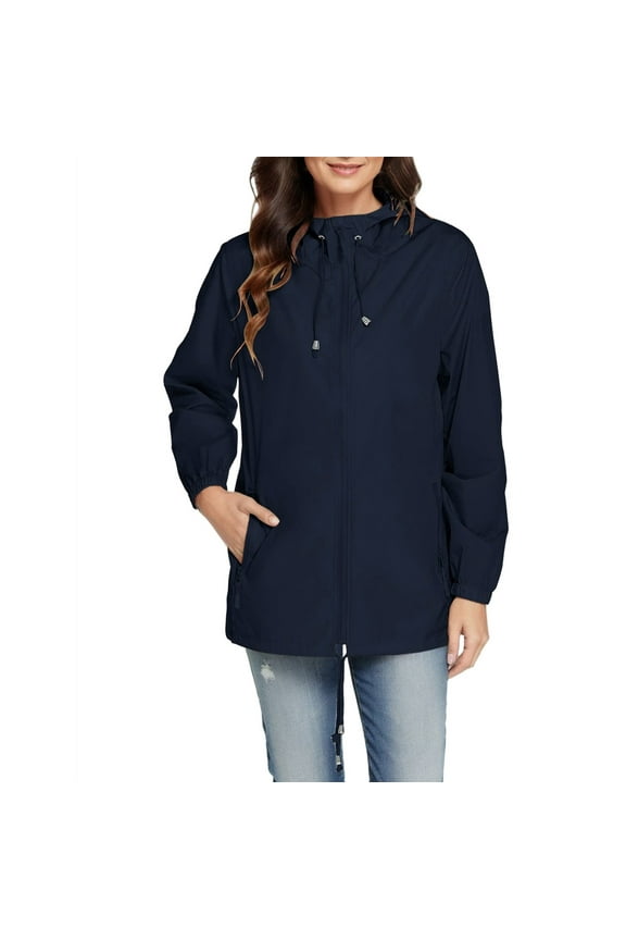 Women's Softshell Jacket, Fleece Lined Warm Jacket Light Hooded Windproof Coat for Outdoor Hiking Waterproof Windbreaker Dark Blue XXXL