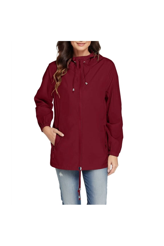 Women's Softshell Jacket, Fleece Lined Warm Jacket Light Hooded Windproof Coat for Outdoor Hiking Waterproof Windbreaker Wine XXL