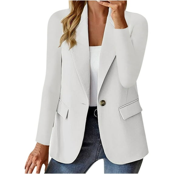 VEKDONE Women's Solid Blazer Boyfriend Style Open Front Blazer Elegant Work Jacket Coat Outwear 2025 Clearance on Sale Fall Work Office Jackets