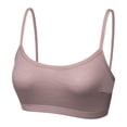 thumbnail image 1 of VEKDONE Women's Sports Bra Wirefree Thin Straps Lightweight Stretchy Bralette Yoga Running Gym Comfy Wire-Free Daily Bras Everyday Bra Pink Size S, 1 of 4
